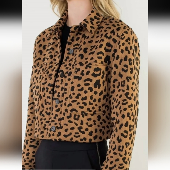 THML Tan Leopard Print Jean Jacket - Picture 2 of 7